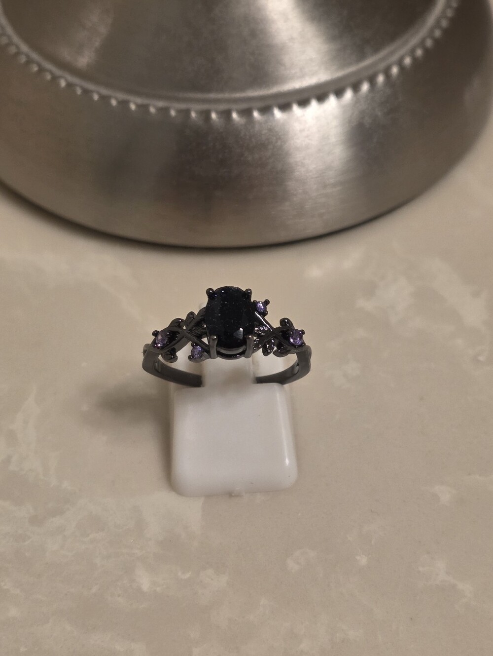 Black and Purple Gothic Style Ring Size 8